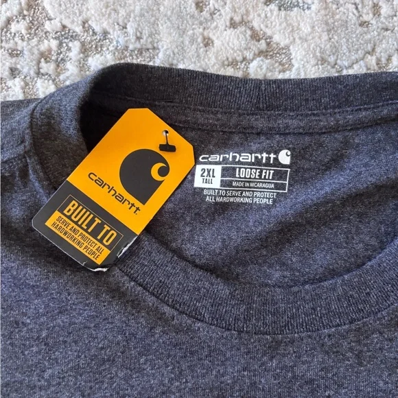 Carhartt Men’s Short Sleeve Pocket Tee Dark Heather Gray 2XLT Tall New - Picture 3 of 5